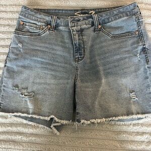 Seven7 Light Blue Distressed Jean Shorts